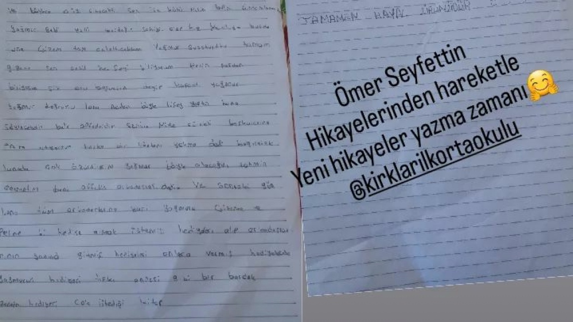 Türkçe dersimizde Ömer Seyfettin hikayelerini baştan yazıyoruz